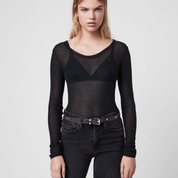 All Saints Tops - All Saints Francesco Ramskull Long Sleeve T-Shirt, Sz Small, Black